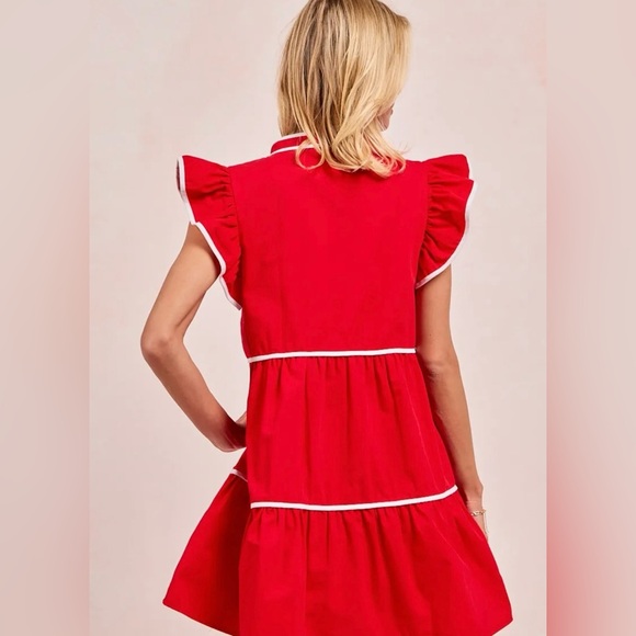 BiBi Gameday Theme Contrast Binding Ruffled Dress - Picture 3 of 3